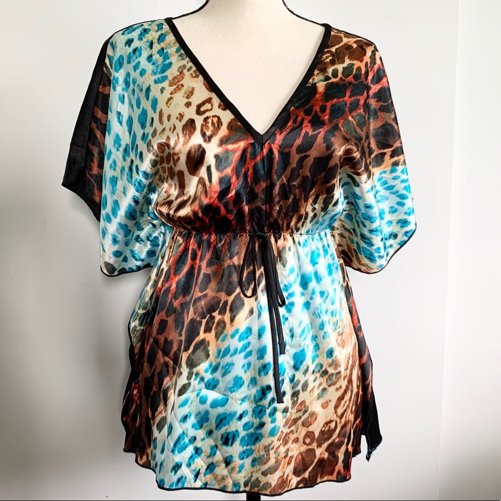 Multicolored leopard print blouse Size Medium